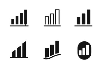 Obraz premium Diverse Financial Logos. Financial planning. Set Logo of Financial planning: bar chart. harmonious logo variations of the same emblematic concept, each with
