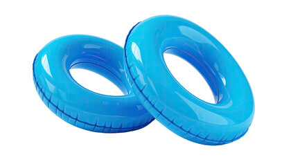 Two blue swim rings, glossy surface, rendered against a black backdrop