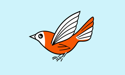 Charming Cartoon Bird Illustration in Flight with Stylized Wings