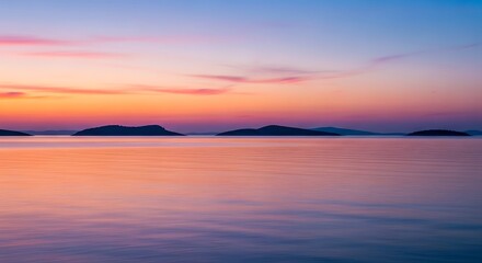 Serene Sunset Seascape Islands.