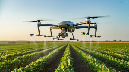 Agricultural Drone Spraying Fields