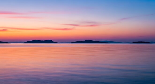 Serene Sunset Seascape Islands.