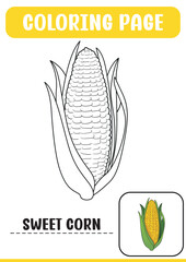 COLORING BOOK VEGETABLE SERIES VECTOR ILLUSTRATION_SWEET CORN