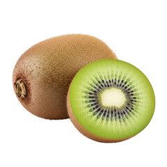 Whole and sliced kiwi fruit isolated on background image