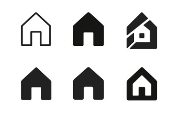 Safety Logo Variations. Shelter. Set Logo of Safety: house icon. harmonious logo variations of the same emblematic concept, each with different artistic