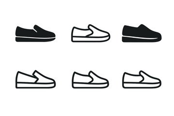 Slip-On Sneaker Logos. Fashion for comfort. Set Logo of Fashion for comfort: Slip-on Sneakers. harmonious logo variations of the same emblematic concept