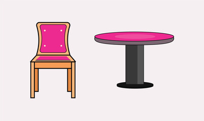 Round table and chair vector
