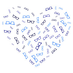 Glasses Love: Amidst a Sea of Blue Frames - Eyewear vector concept illustration