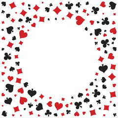 Hearts and diamonds, clubs and spades concept casino frame vector illustration