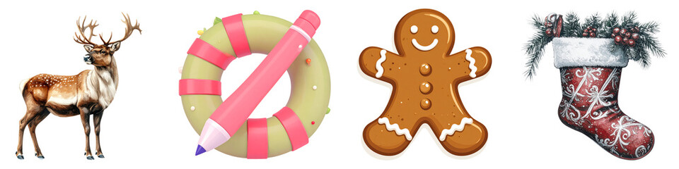 Obraz premium Gingerbread man cookie on Transparent background.