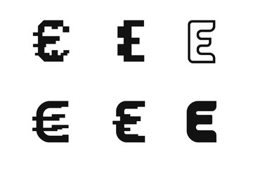 Obraz premium Glitch Typeface Logos. Experimental Fonts. Set Logo of Experimental Fonts: Glitch Typeface Specimen. harmonious logo variations of the same emblematic concept,