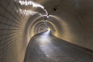 Prague, Czech Republic - 10.17.2025: Zizkov Tunnel Karlin Tunnel at night