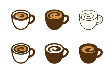 Obraz premium Espresso Logo Variations. Morning coffee ritual. Set Logo of Morning coffee ritual: Espresso shot with crema swirl. harmonious logo variations of the same