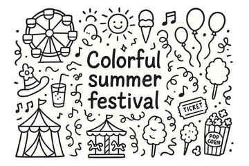 Summer Festival Doodle. Colorful summer festival. Hand-drawn doodle illustration of Colorful summer festival.