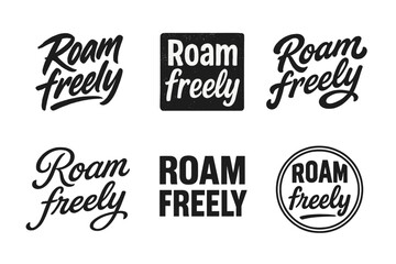 Fototapeta premium Creative Lettering Grid. Roam freely. Set lettering. harmonious lettering variations of the same emblematic concept (Dynamic brushstroke graffiti lettering,