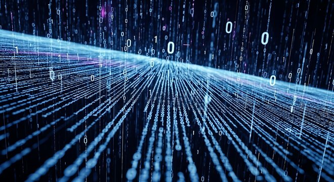 Digital Rain Data Stream Flow.