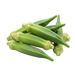 Fototapeta premium Pile of fresh green okra pods with ribbed texture vegetable food