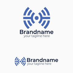 Abstract WiFi Signal Logo Vector Template with Modern Concentric Waves for Internet, Network, Communication, and Technology Business Identity