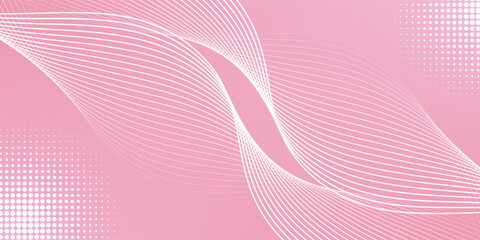 Pink abstract background with flowing particles. Awesome dotted concept. Shiny moving lines design element. Modern pink gradient flowing wave lines.