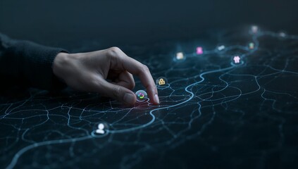 Strategic planning with interconnected digital network for business solutions and global connection, visualizing future growth and innovative tech solutions