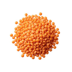 Pile of orange red lentils scattered a food ingredient