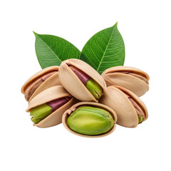 Pile of Pistachios with Green Leaves nuts food
