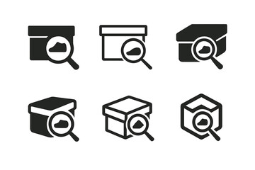 Creative Shoe Logos. Looking for your shoes. Set Logo of Looking for your shoes: Shoe box label with magnifying glass. harmonious logo variations of the same