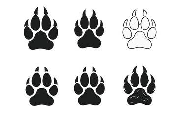 Fototapeta premium Werewolf Paw Emblem Variations. Werewolves. Set Logo of Werewolves: Wolf Paw Print. harmonious logo variations of the same emblematic concept, each with
