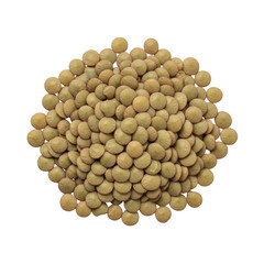 Pile of small green lentils a food ingredient