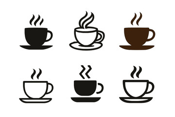 Obraz premium Coffee Logo Variations. Coffee. Set Logo of Coffee: coffee mug with saucer. harmonious logo variations of the same emblematic concept, each with different
