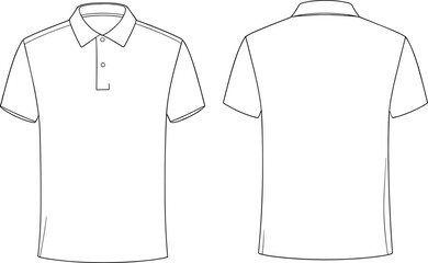 Polo shirt vector, fashion flat sketch, technical garment illustration, short sleeve clothing template, sewing pattern design, apparel mockup, casual wear, clothing construction drawing
