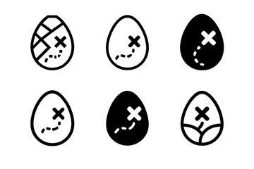 Easter Egg Logos. Easter egg hunts and party games. Set Logo of Easter egg hunts and party games: Treasure map with X and dotted trail. harmonious logo