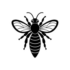 Obraz premium Black silhouette of a single bee on transparent background