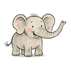 Obraz premium PNG Cute cartoon elephant illustration.