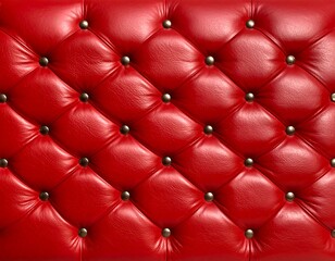 Fototapeta premium Close-up of luxurious, red leather upholstery with button accents