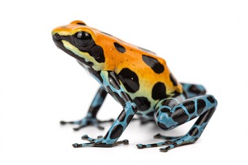 Obraz premium Dyeing poison frog dendrobates tinctorius closeup exotic amphibian on white