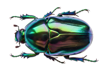 Top-Down Insect Close-up Iridescent Beetle Isolated Entomology Study Biodiversity Specimen Transparent Background Wildlife 