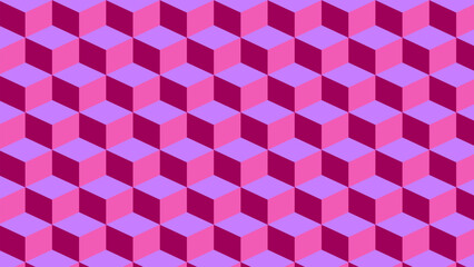 Vibrant Pink and Purple Isometric Cubes 3D Abstract Seamless Background