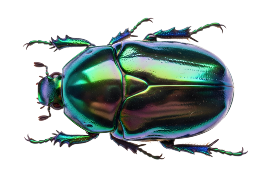 Top-Down Insect Close-up Iridescent Beetle Isolated Entomology Study Biodiversity Specimen Transparent Background Wildlife 