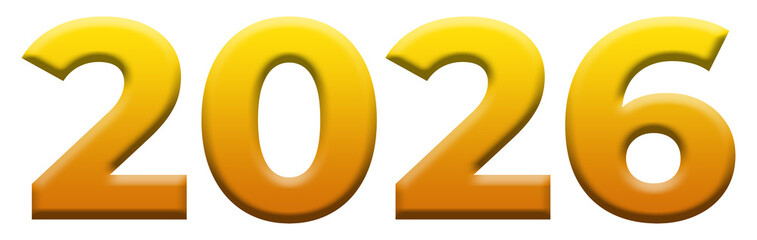 2026 Golden Number – 3D Glossy Text Design
