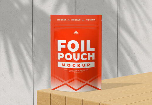 Stand-up Foil Pouch Mockup (Doypack) for Coffee, Snacks, or Pet Food Packaging