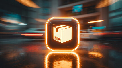 Glowing Package Delivery Icon