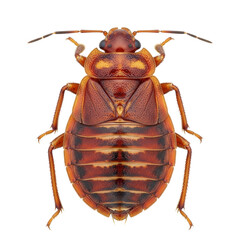 Close up of a common bed bug insect on a white background.