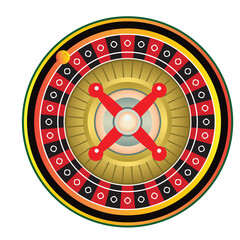  casino roulette wheel with wood desk on white background