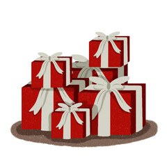 illustration of a pile of gifts for Christmas or birthday decoration