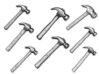 Hammer Vintage Engraved Tool Illustration Isolated Industrial Vector Artwork