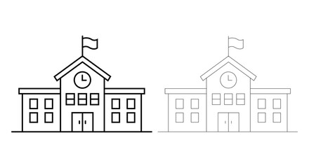 Fototapeta premium Simple school building line art illustration, School outline vector