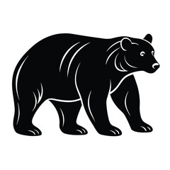 Fototapeta premium a striking black silhouette of a polar bear walking