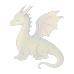 Obraz premium PNG Gentle pastel dragon illustration.