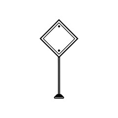 Diamond shaped sign on a pole icon on transparent background silhouette